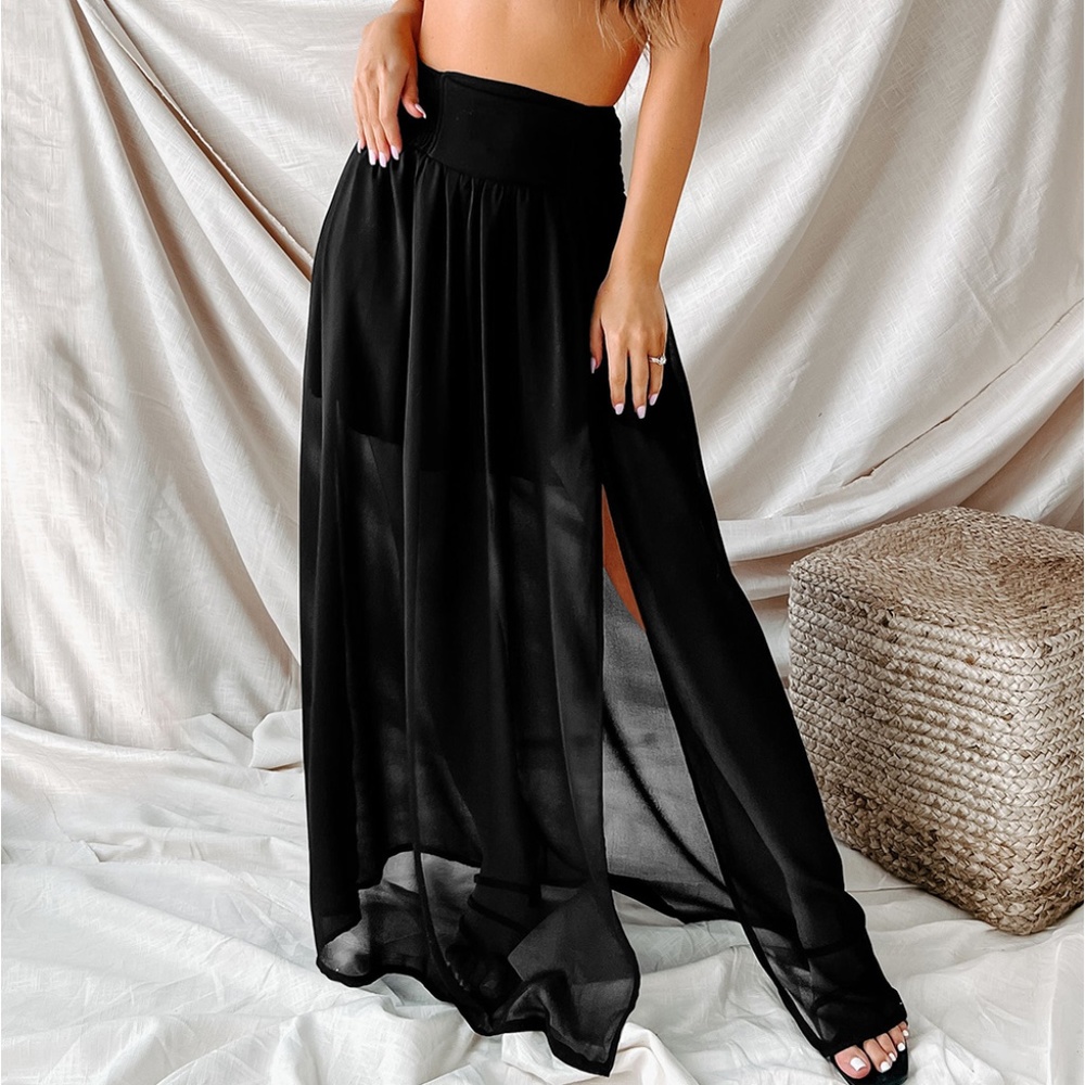 Black Sheer Beach Skirt
